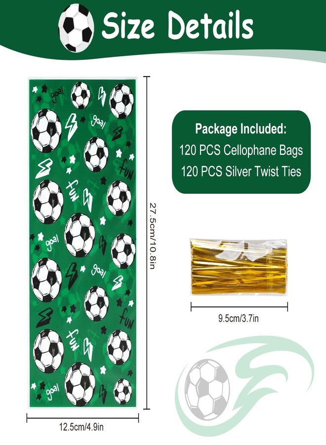 AircooL Soccer Ball Treat Bags, 120 Cellophane Bags with Twist Ties for Kids Birthday Party Favor Supplies - Image 2